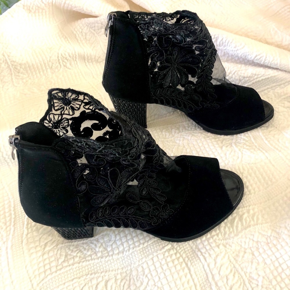 Suede and Lace Booties - Picture 2 of 5